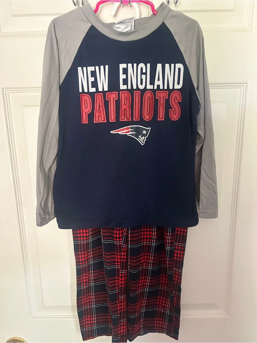 Kids, NFL New England Patriots, Navy, Gray & Red Pajama Set, Pants, XS